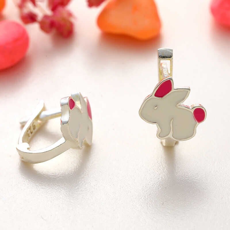 Pendientes de conejo de plata para niños