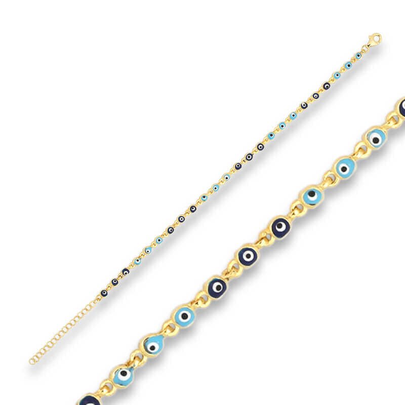 Gümüş Gold Nazar Boncuklu Bileklik