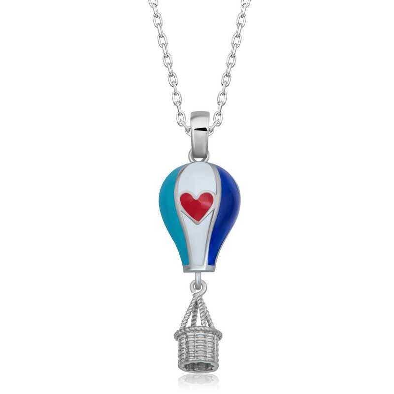 Collar de mujer con globo de Capadocia y corazón de plata