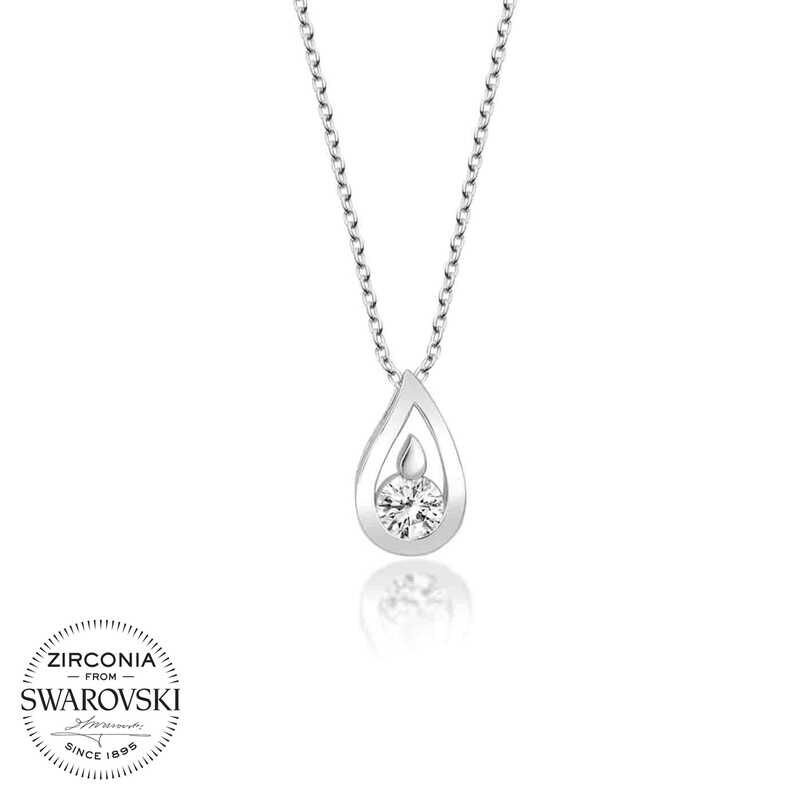 Collar de mujer con gota de plata y piedra Swarovski