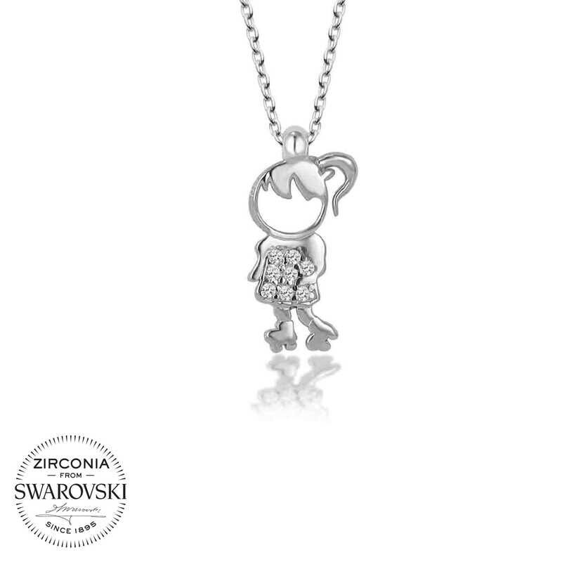 Collar infantil de plata con piedras Swarovski para mujer