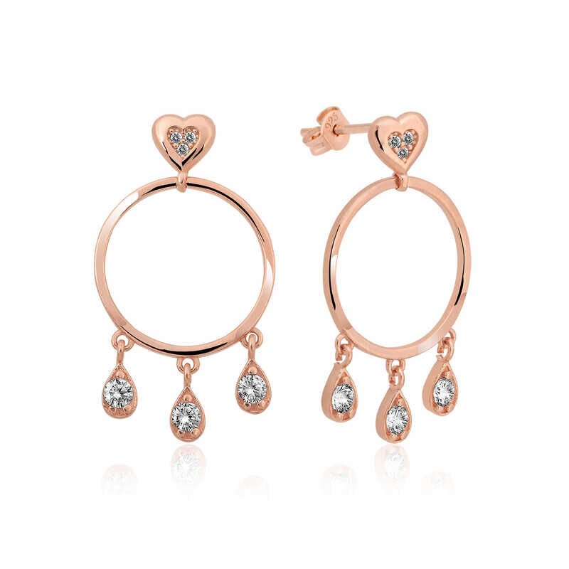 Pendientes de aro con detalle de corazón de plata para mujer