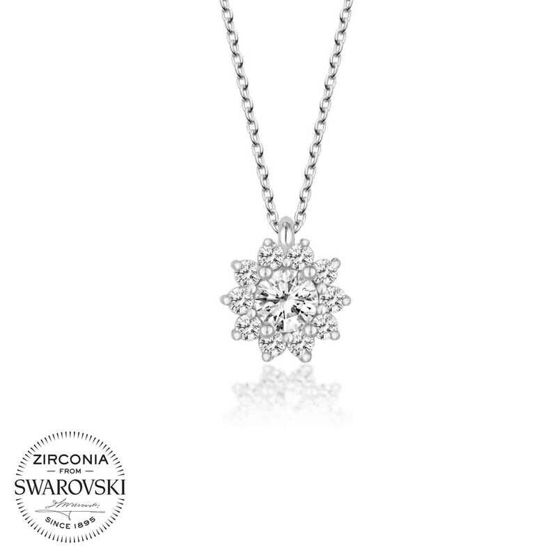 Collar solitario de plata con piedra Swarovski para mujer
