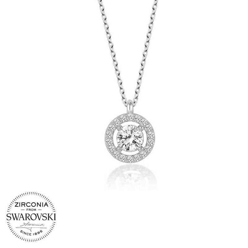 Collar solitario de plata con piedra Swarovski para mujer