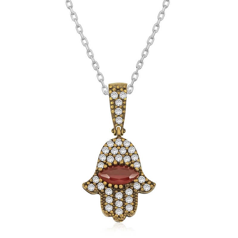 Collar auténtico de plata con la mano de Fátima para mujer
