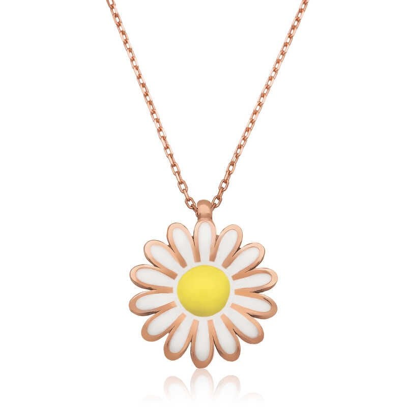 Collar de margaritas plateadas para mujer