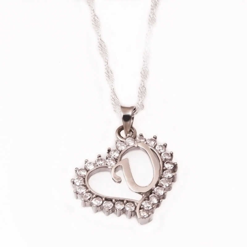 Collar de plata con letra U y corazón para mujer