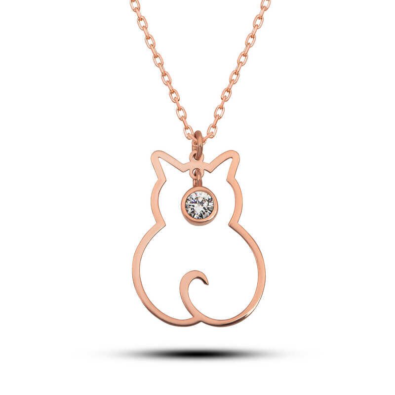 Collar de Catwoman con piedra natal de abril en plata