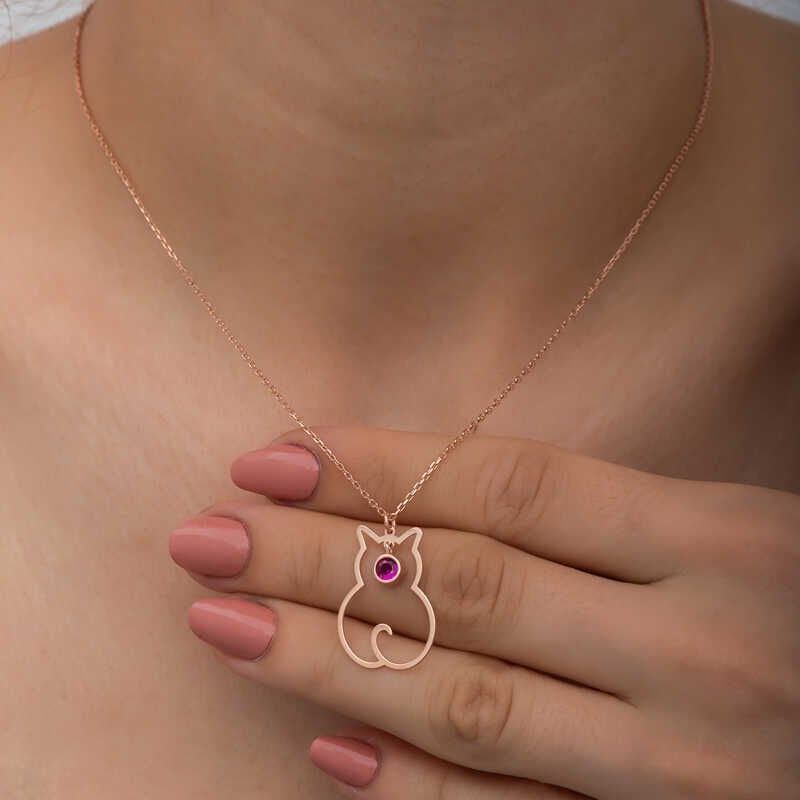 Collar de Catwoman con piedra natal de julio en plata