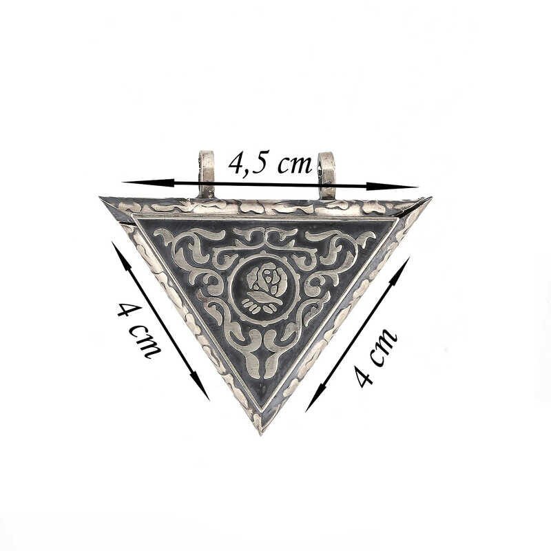 Silver Triangle Openable Rose Amulet Necklace