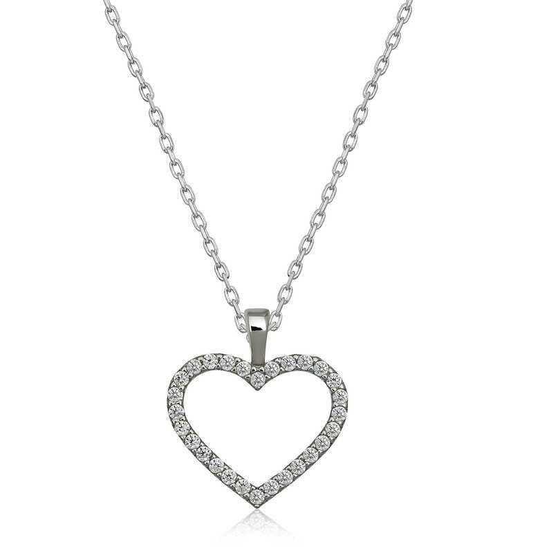 Collar de corazón de plata para mujer