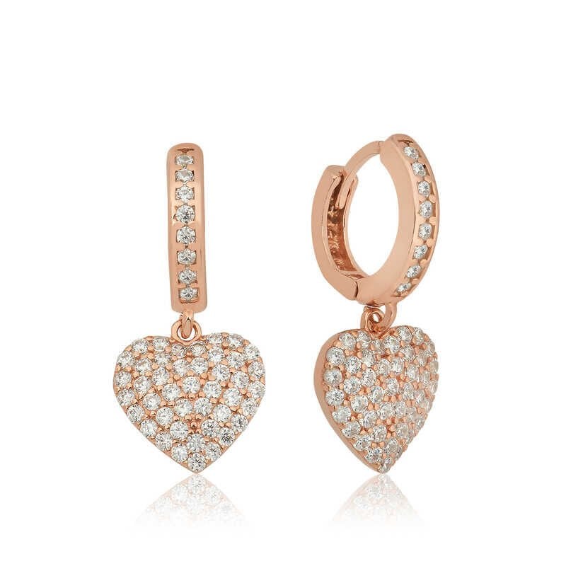 Pendientes Mengeli con detalles de corazón de plata
