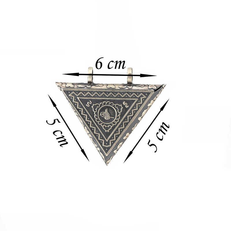 Silver Triangle Openable Tughra Amulet Necklace