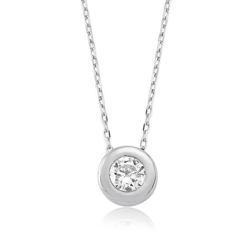 Collar de plata con una sola piedra para mujer