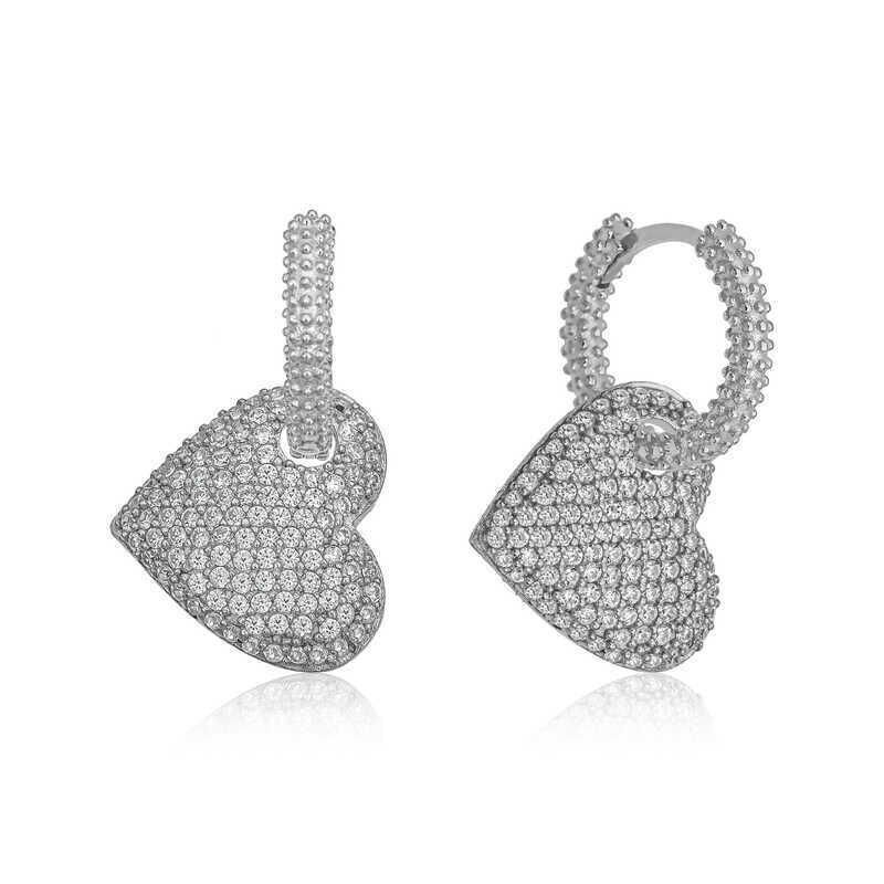 Pendientes de aro de plata con forma de corazón para mujer