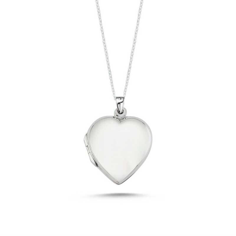 Collar con medallón de corazón cubierto de plata para mujer