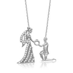 Collar de propuesta de matrimonio de plata para mujer