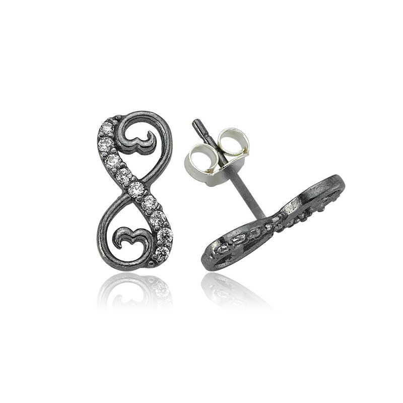 Pendientes de botón con corazón infinito de plata