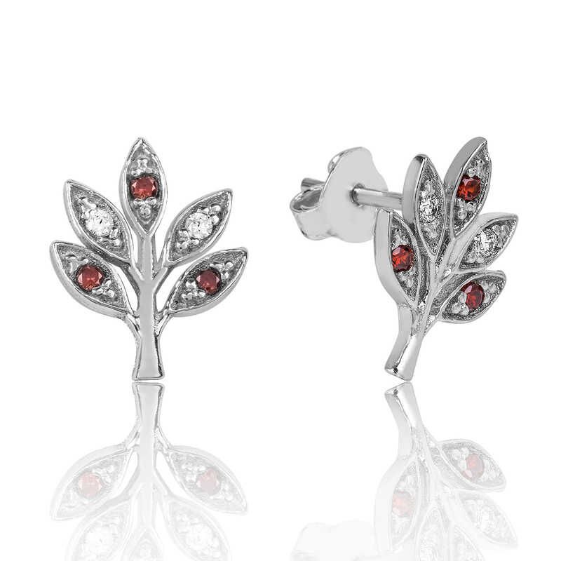Pendientes de plata con forma de rama de amor