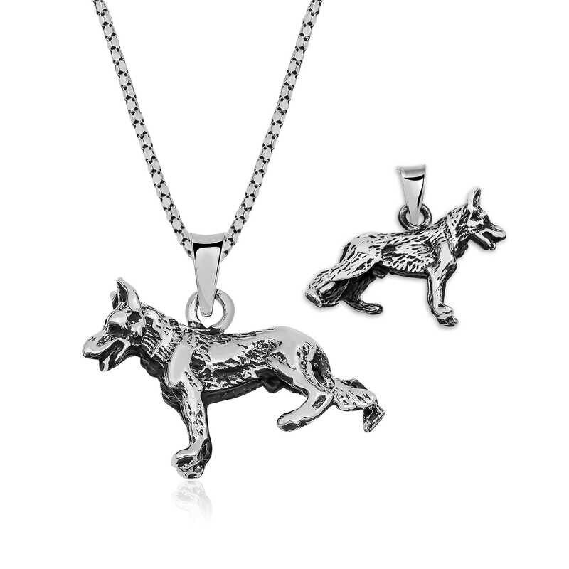 Collar de lobo gris plateado para hombre