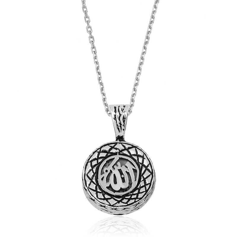 Collar de oración Cevşen de plata con la inscripción Alá
