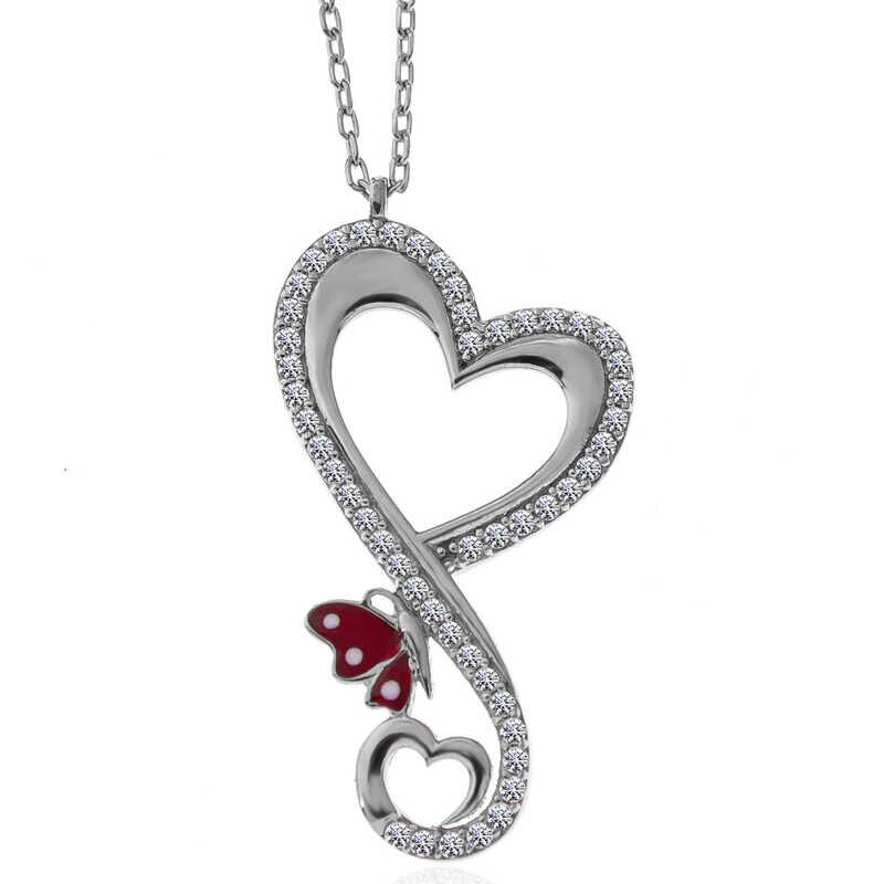 Collar de mariposa y corazón de plata para mujer