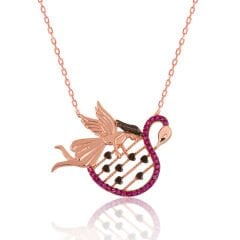 Collar de mujer con cisne de plata