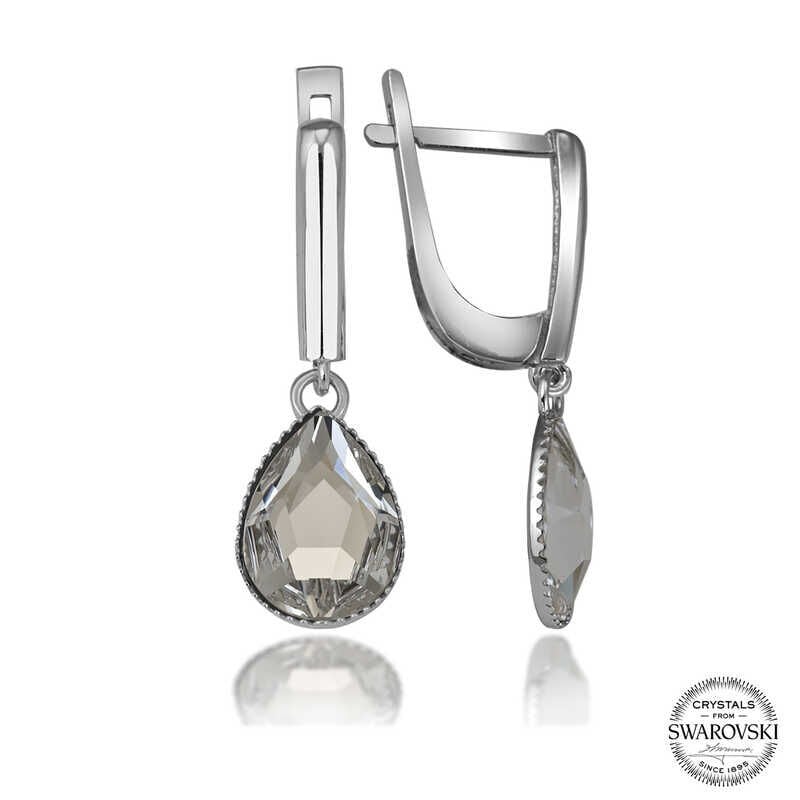 Pendientes colgantes para mujer con cristales de Swarovski en plata y blanco