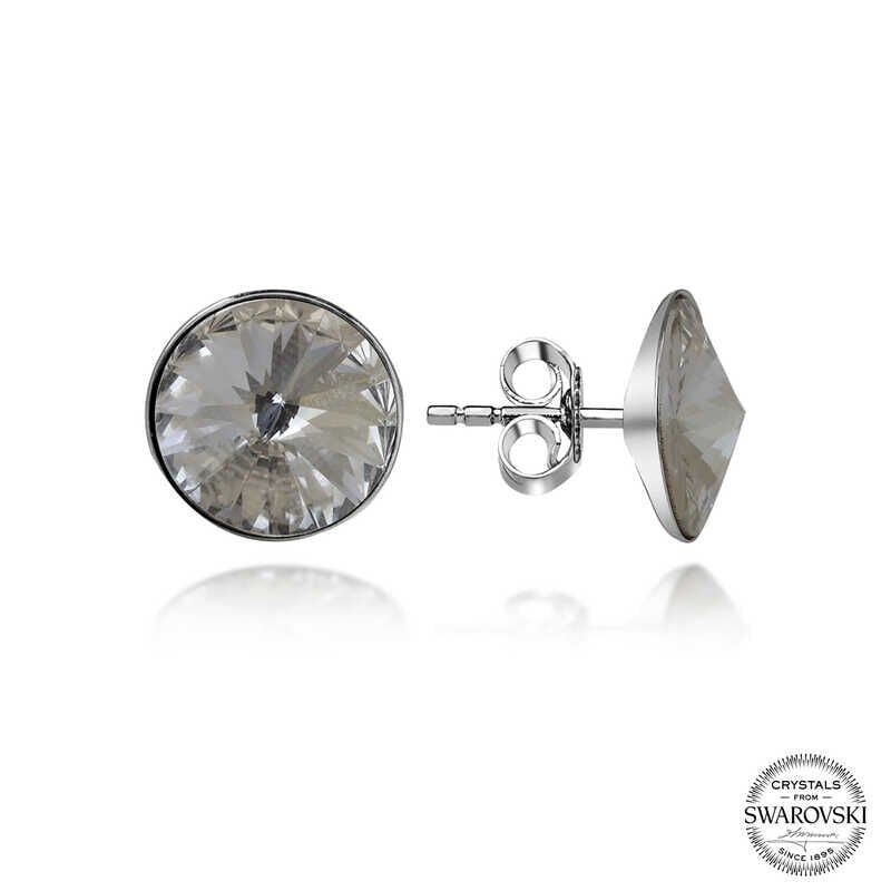 Pendientes de plata con tachuelas y cristales de Swarovski para mujer