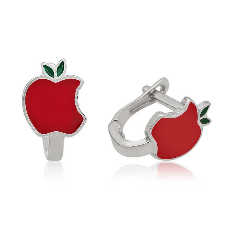 Pendientes de plata con forma de manzana roja para niños