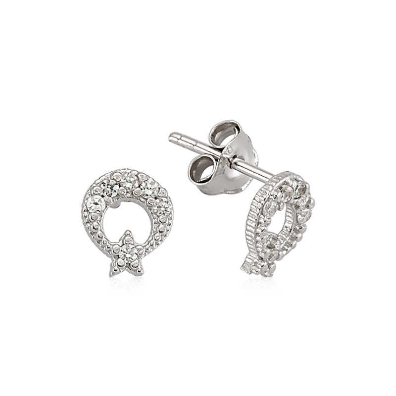 Pendientes de plata con forma de estrella creciente