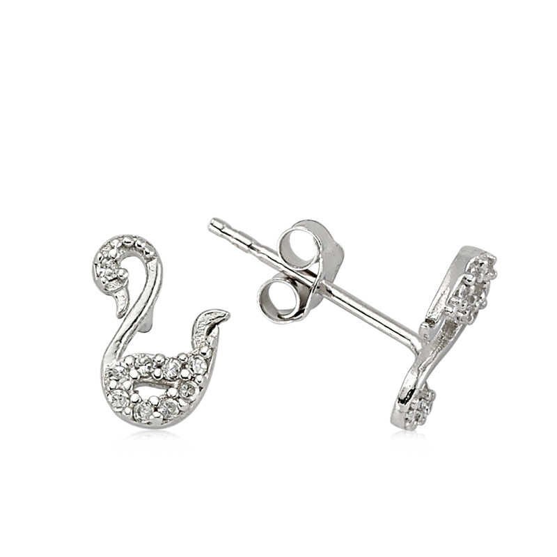 Pendientes de cisne de plata