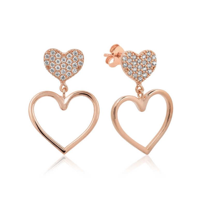 Pendientes de mujer con corazón de plata