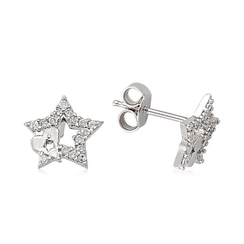 Pendientes de estrella con tachuelas de plata