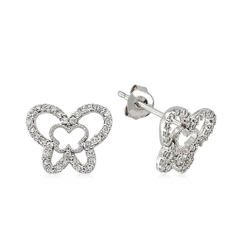 Pendientes de mariposa con tachuelas de plata