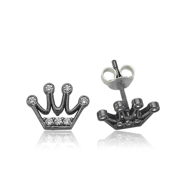 Pendientes de plata con corona de reina