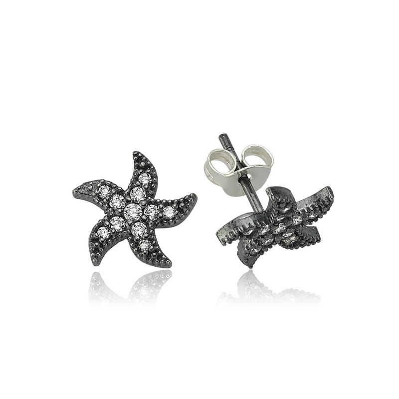 Pendientes de estrella de mar de plata