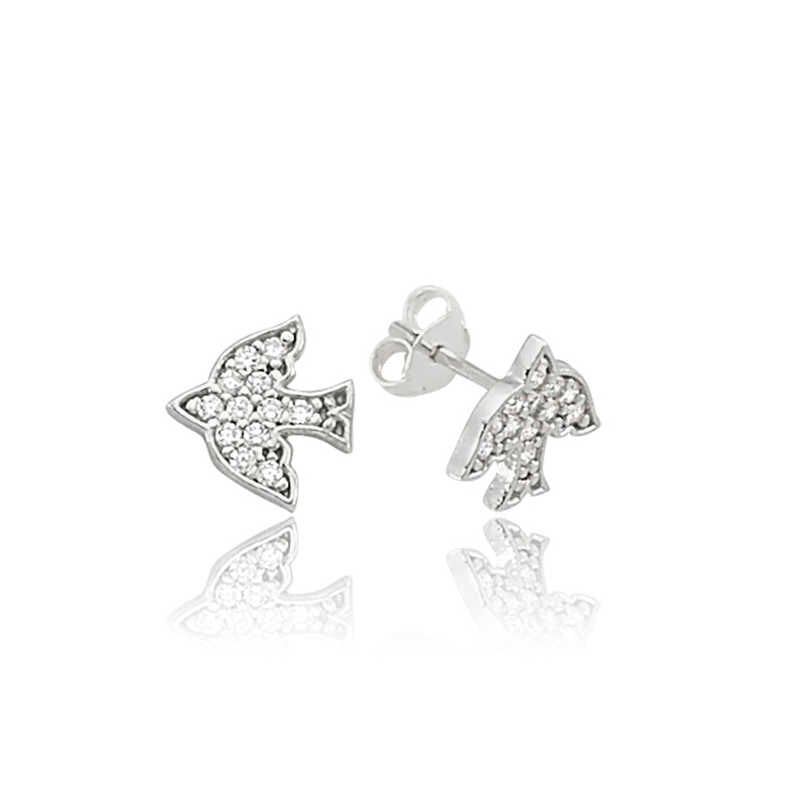 Silver Swallow Stud Earrings