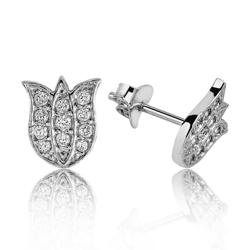 Silver Tulip Stud Earrings