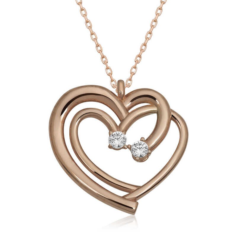 Collar de corazones unidos de plata rosa para mujer