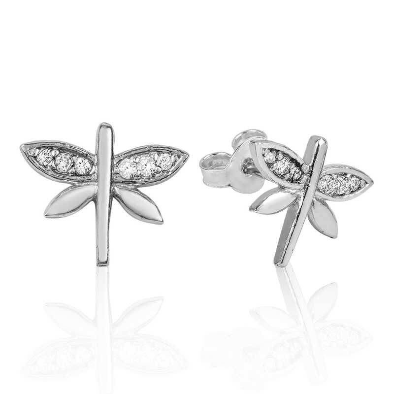 Silver Dragonfly Stud Earrings