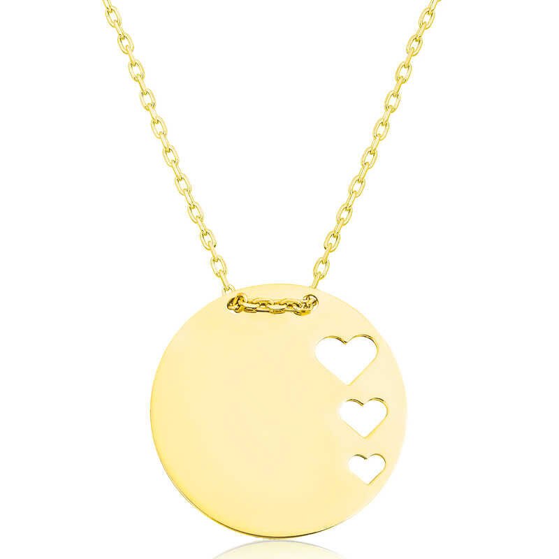 Collar de mujer con corazón circular de plata y oro