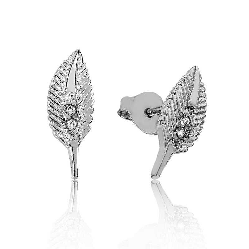 Pendientes de hoja de plata