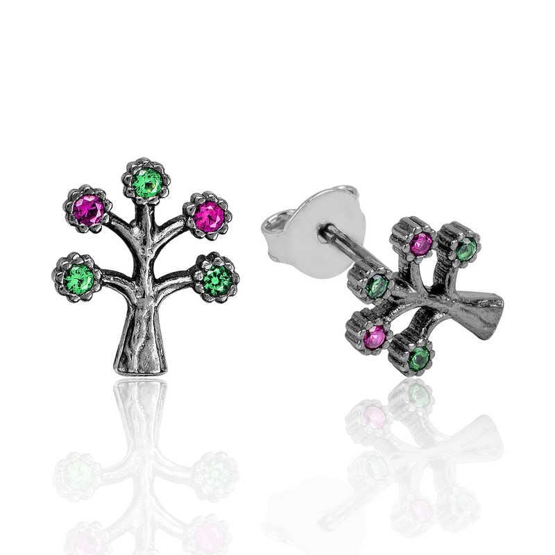 Pendientes de plata con forma de árbol de la vida