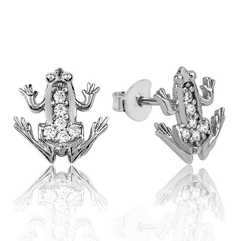 Pendientes de rana de plata