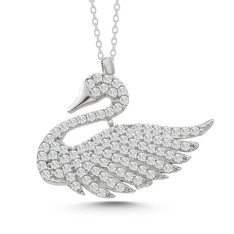 Collar de cisne de plata para mujer