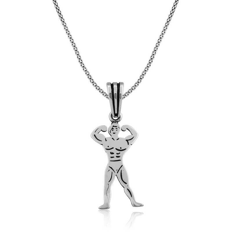 Collar de plata para culturismo para hombre