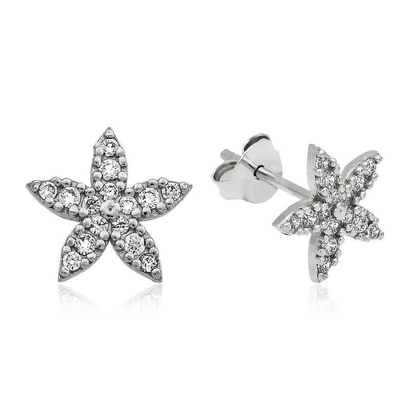 Pendientes de flor de plata