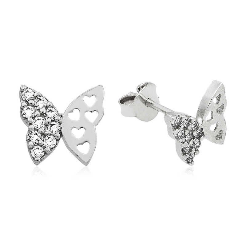 Pendientes de mariposa con tachuelas de plata