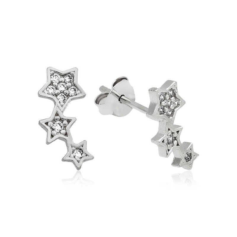 Pendientes de plata con forma de estrella fugaz